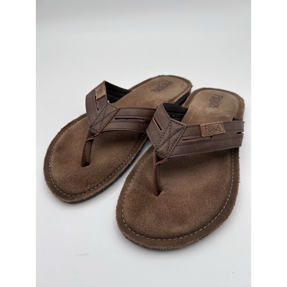 Flojos Men’s Alonzo Thong Flip Flops Cognac Brown Summer Sandals Size 11